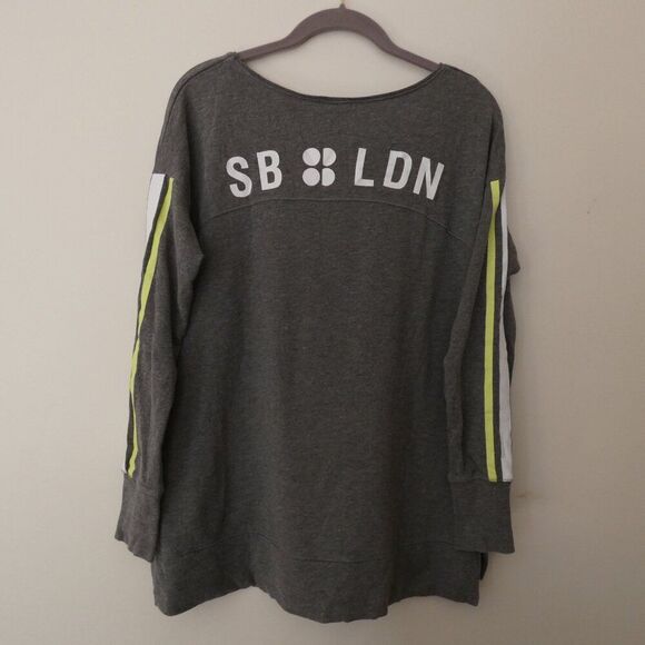 Sweaty Betty Gray Long Sleeve Top Colorful Striped Sleeves‎ size S - Picture 7 of 7